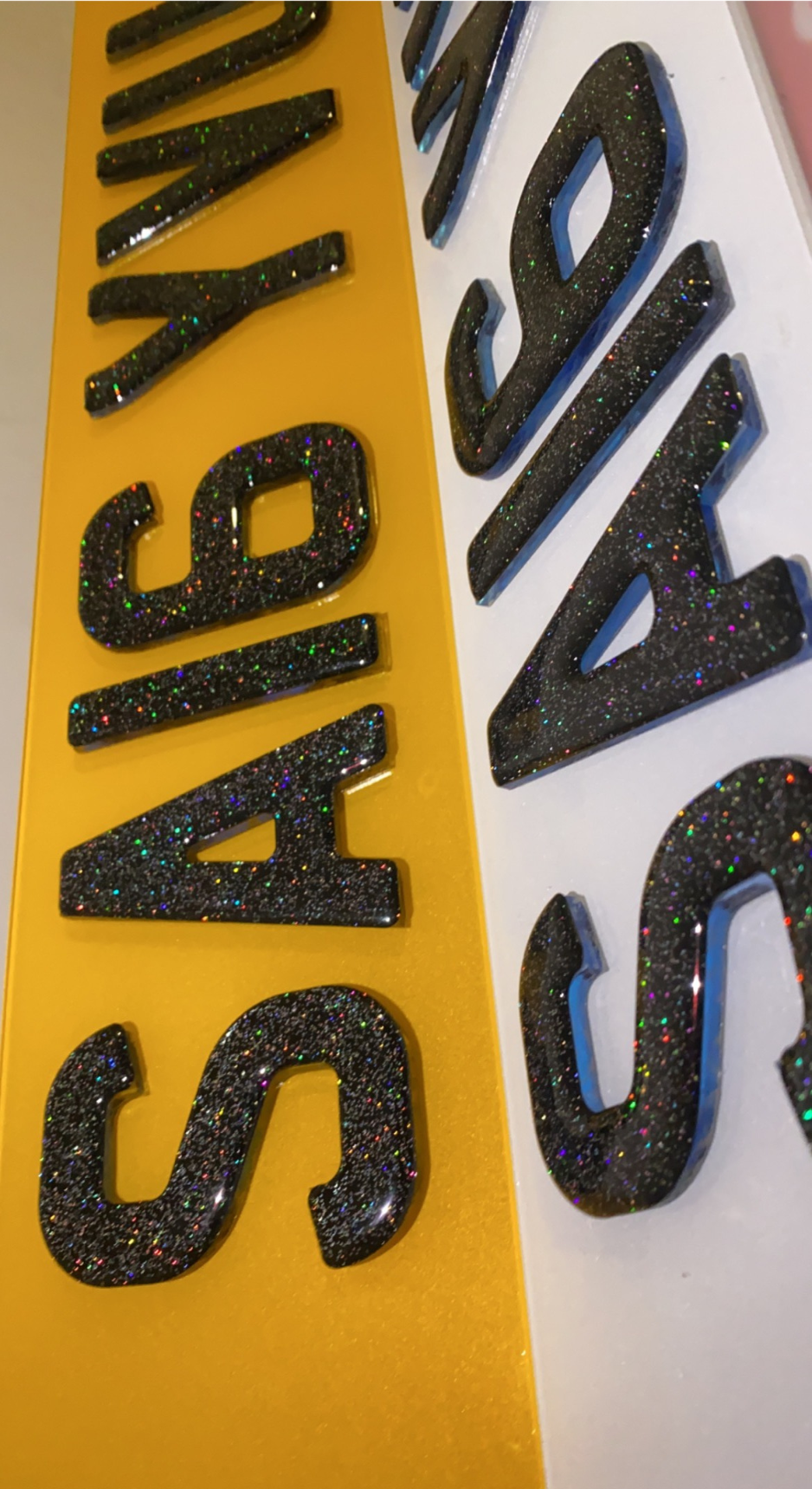 4D Neon Glitter Red/Green/Blue Number Plates