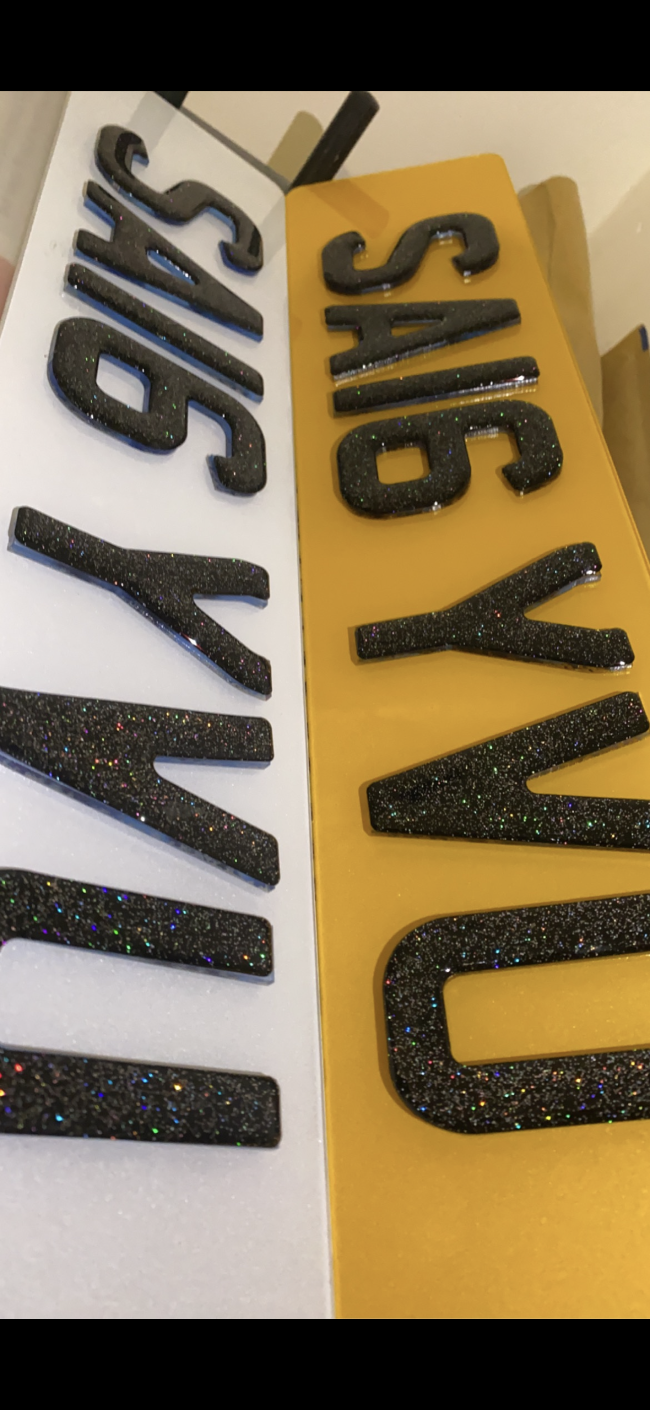 3D Glitter Number Plates