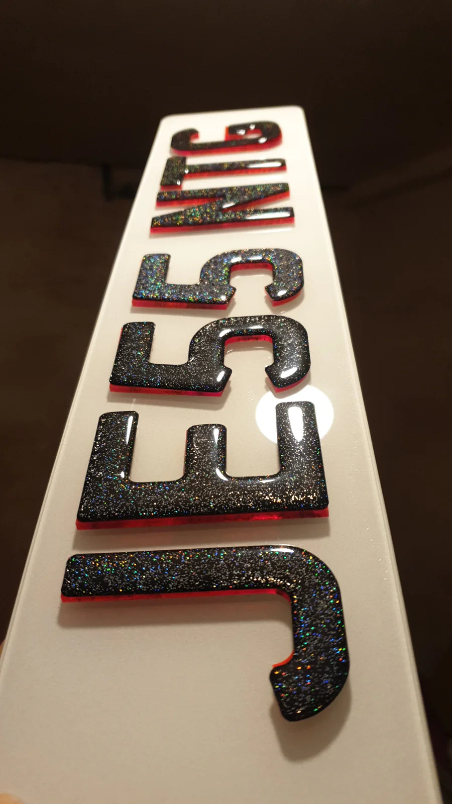 4D Neon Glitter Red/Green/Blue Number Plates