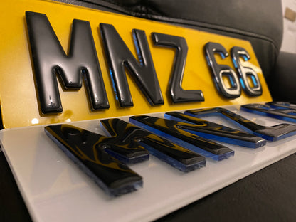 4D Neon Blue Gel Number Plates