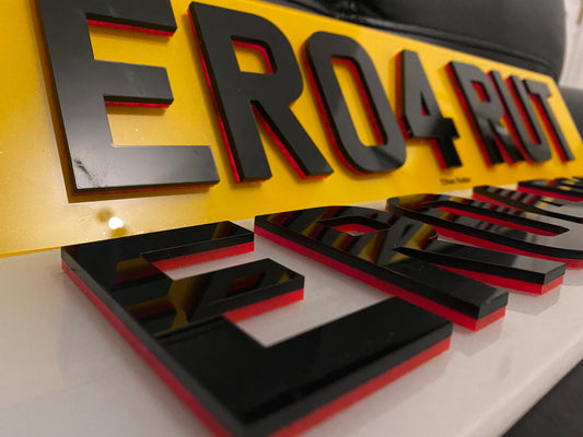 4D Neon Red Number Plates